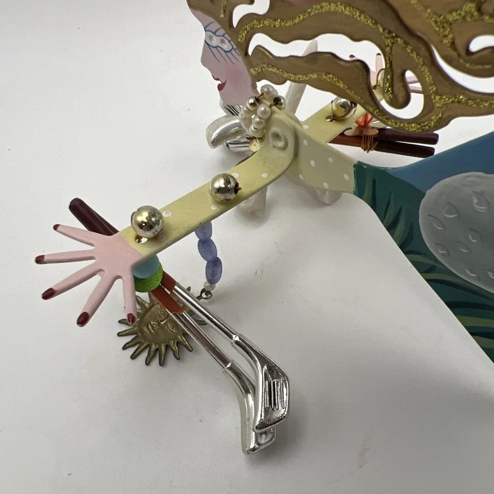Vintage SILVESTRI by Karen Rossi Fanciful Flights Ornament - Angel Lady Golfer